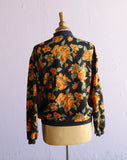 1990's Black with Orange roses bomber jacket