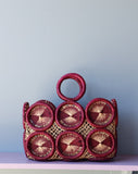 Amazing Mod Purple crochet medallion straw handbag