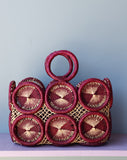 Amazing Mod Purple crochet medallion straw handbag