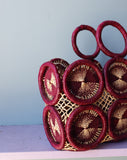 Amazing Mod Purple crochet medallion straw handbag