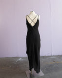 Y2K Black Slip Dress with criss-cross back