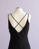 Y2K Black Slip Dress with criss-cross back