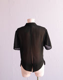 1990's Black sheer blouse with back opening