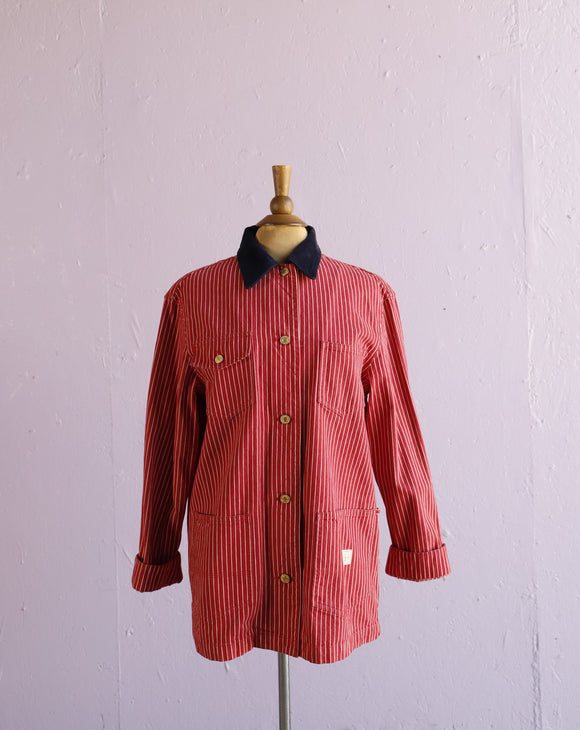 1990's Ralph Lauren Red & White pinstriped work wear jacket