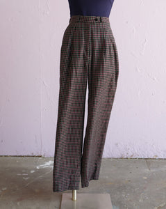 1990's Green, Black and Pink hounds-tooth high waist pants