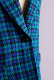 1990's Turquoise & Black hounds tooth blazer jacket