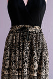 Black & White soft sheer Indian gauze cotton skirt with bell drawstring waist