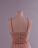 1970's Sleeveless White dress with dainty red flowers