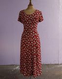 1990's Ann Taylor Red and white floral button down maxi dress