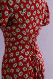 1990's Ann Taylor Red and white floral button down maxi dress