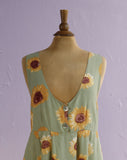 1990's Express Sleeveless Sage sunflower jumper maxi dress