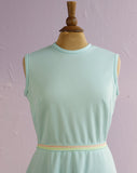 1970's Baby blue poly mini with pastel striped waist band