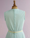 1970's Baby blue poly mini with pastel striped waist band