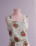 1970's Sleeveless dress with a mushroom & clover print