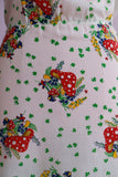 1970's Sleeveless dress with a mushroom & clover print