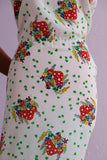 1970's Sleeveless dress with a mushroom & clover print