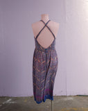 Purple & Pink soft sheer Indian gauze cotton jumpsuit with criss cross back