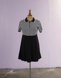 1990's black and white striped baby doll jersey knit mini dress