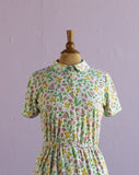 1980's White dress with fruit & butterfly print