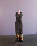 1990's Black Polka dot & fruit print jumpsuit