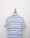 1990's-Y2K Periwinkle, Mint green & purple striped mock neck short sleeve tee