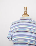 1990's-Y2K Periwinkle, Mint green & purple striped mock neck short sleeve tee