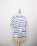 1990's-Y2K Periwinkle, Mint green & purple striped mock neck short sleeve tee