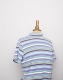 1990's-Y2K Periwinkle, Mint green & purple striped mock neck short sleeve tee