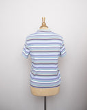 1990's-Y2K Periwinkle, Mint green & purple striped mock neck short sleeve tee