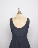 1990's Black & white polka dot sleeveless mini dress with small flower appliques