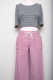 Y2K Lee Red, Navy & White striped wide leg capri pants