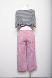 Y2K Lee Red, Navy & White striped wide leg capri pants