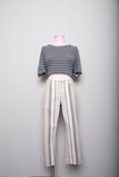 1990's Jordache Ivory & Tan striped loose fit capri pants