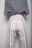 1990's Jordache Ivory & Tan striped loose fit capri pants