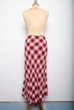 1990's Red & Black plaid maxi skirt