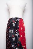 1990's Red & Black patchwork floral and polka dot mermaid skirt