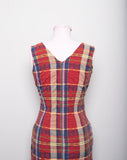 1990's Red sleeveless mini plaid dress