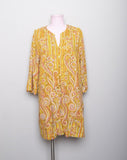 Bob Macke Psychedelic orange and yellow long sleeve buttondown tunic dress/top with side slits