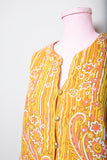 Bob Macke Psychedelic orange and yellow long sleeve buttondown tunic dress/top with side slits