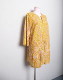 Bob Macke Psychedelic orange and yellow long sleeve buttondown tunic dress/top with side slits