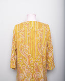 Bob Macke Psychedelic orange and yellow long sleeve buttondown tunic dress/top with side slits