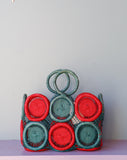 Amazing Mod crochet medallion straw handbag