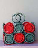 Amazing Mod crochet medallion straw handbag