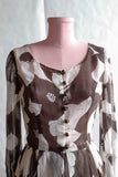 1970s Brown Floral Mini Dress