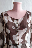 1970s Brown Floral Mini Dress