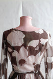 1970s Brown Floral Mini Dress