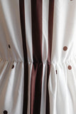 1970's Brown & White Polka &  Stripe Dress