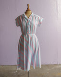 1970's Pastel candy striped shirt dress