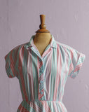 1970's Pastel candy striped shirt dress