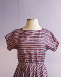 1970's Turquoise, Red & Black striped dress